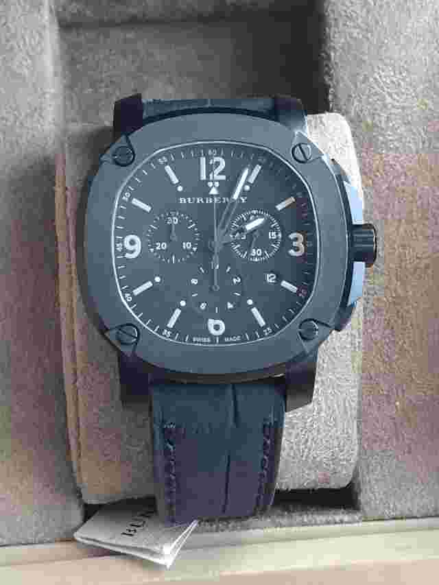 FLASH-SALE Burberry The Britain Alligator Leather Strap Watch Retail Price $1900