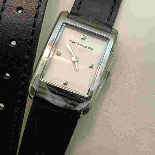Rebecca Minkoff Moment 2200084 Silver Tone Leather Wrap Watch