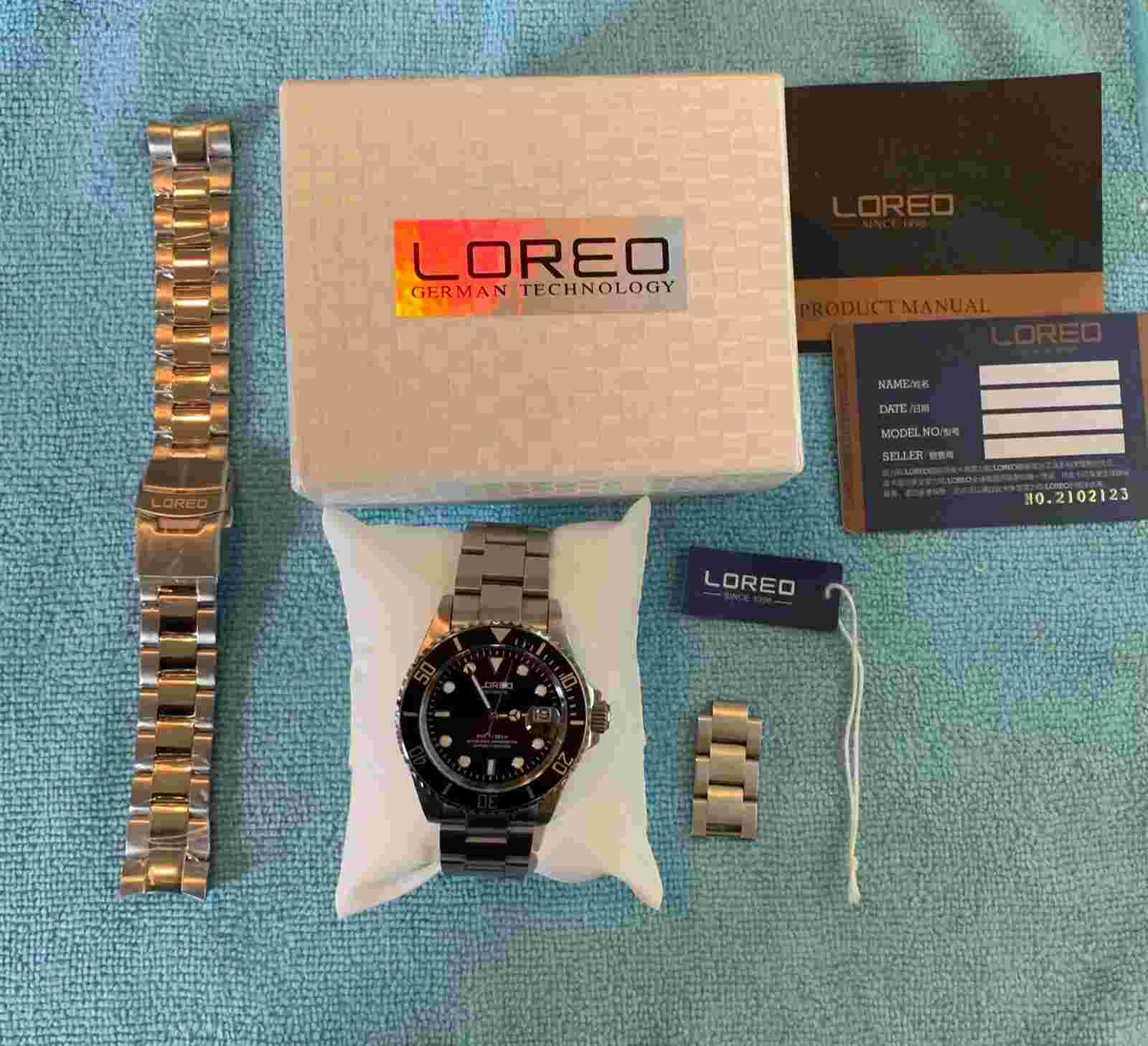 Loreo Mens Diver Automatic Date L9201G Black Dial - USA Seller