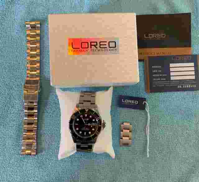 Loreo Mens Diver Automatic Date L9201G Black Dial - USA Seller