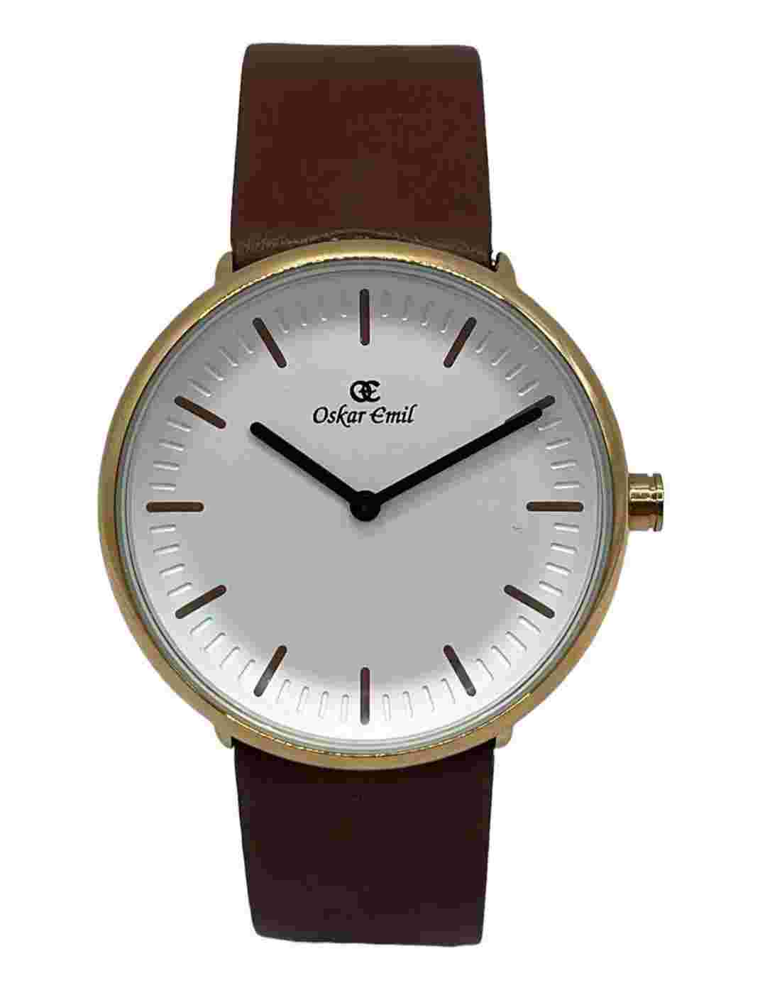 Oskar Emil TOPAZ Classic Quality Dress Watch Gold Brown Leather Straps 40mm
