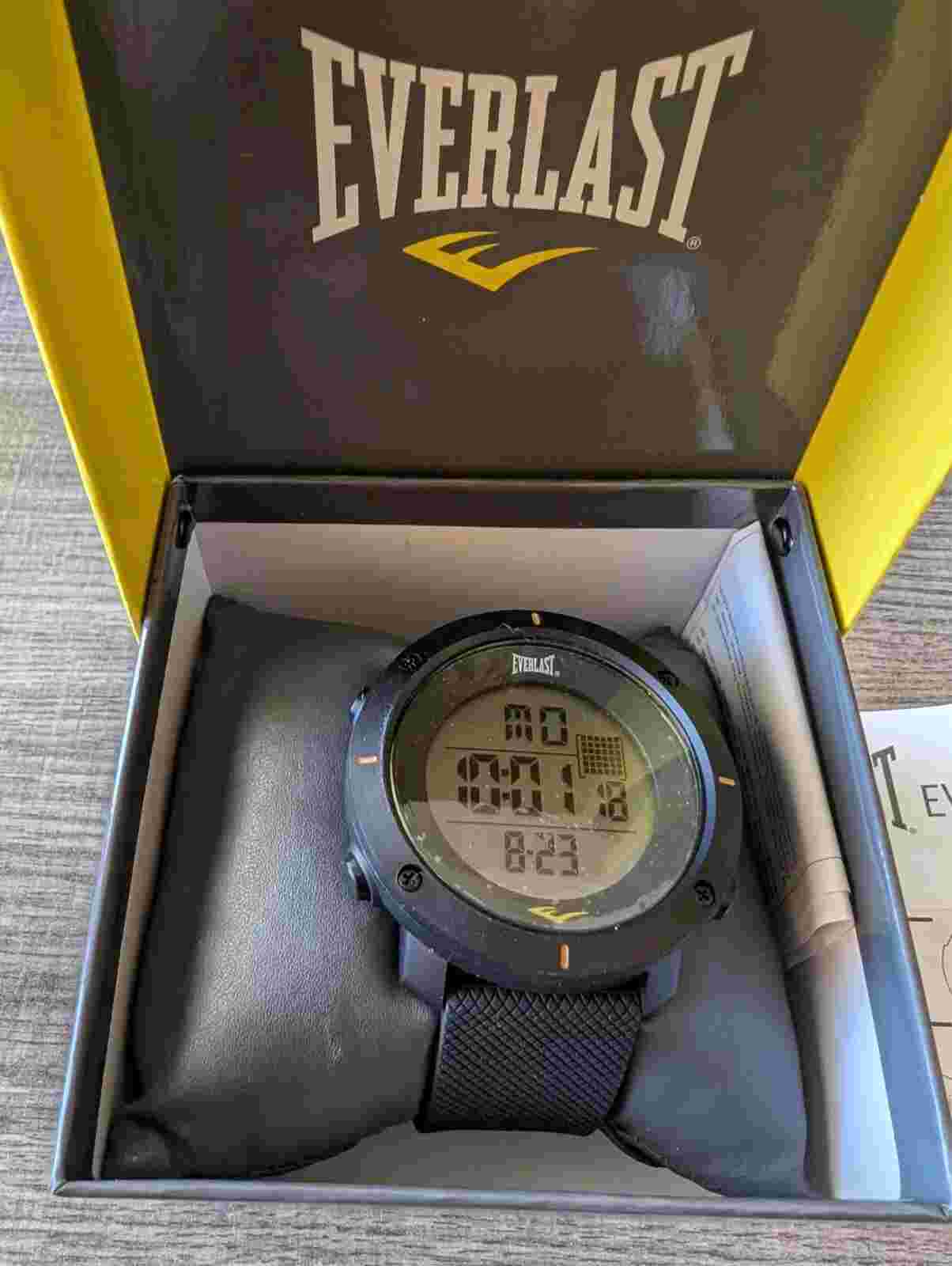 Men's Orange and Black Everlast EVWF003OR Digital LCD Rubber Sport Watch