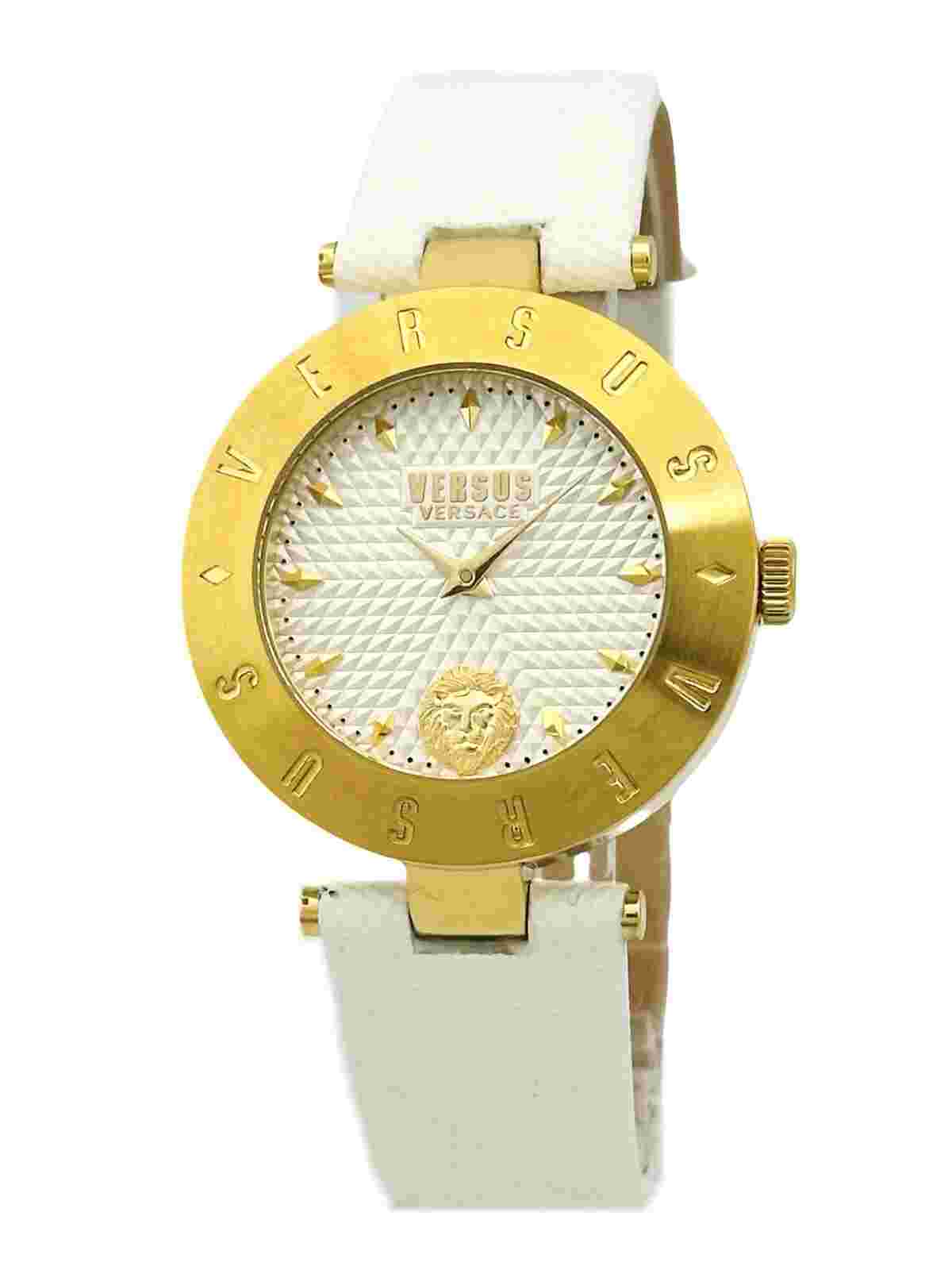 Versus by Versace S77030017 White Textured Dial White TexturLeather Strap Watch