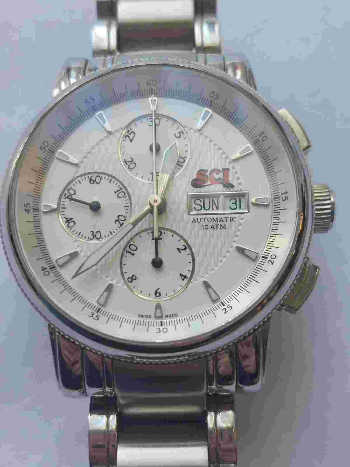 BTC ETA Val Joux 7750 Swiss Made Chronograph Mens Automatic 10 ATM Watch