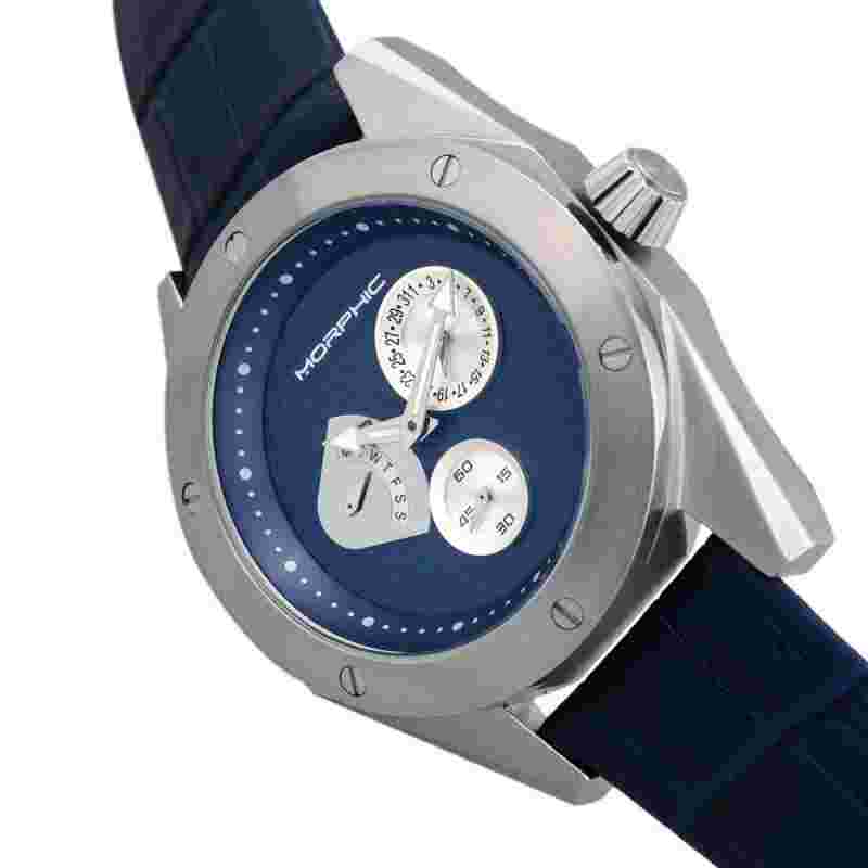 Morphic M46 Series Navy Dial Navy Leather Strap Men's Watch 4603