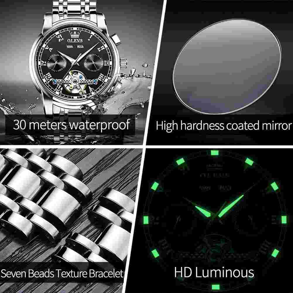 OLEVS Automatic Watch for Men Self Winding Mechanical Luxury Business Stainless