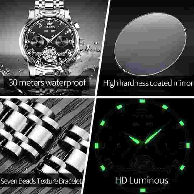 OLEVS Automatic Watch for Men Self Winding Mechanical Luxury Business Stainless