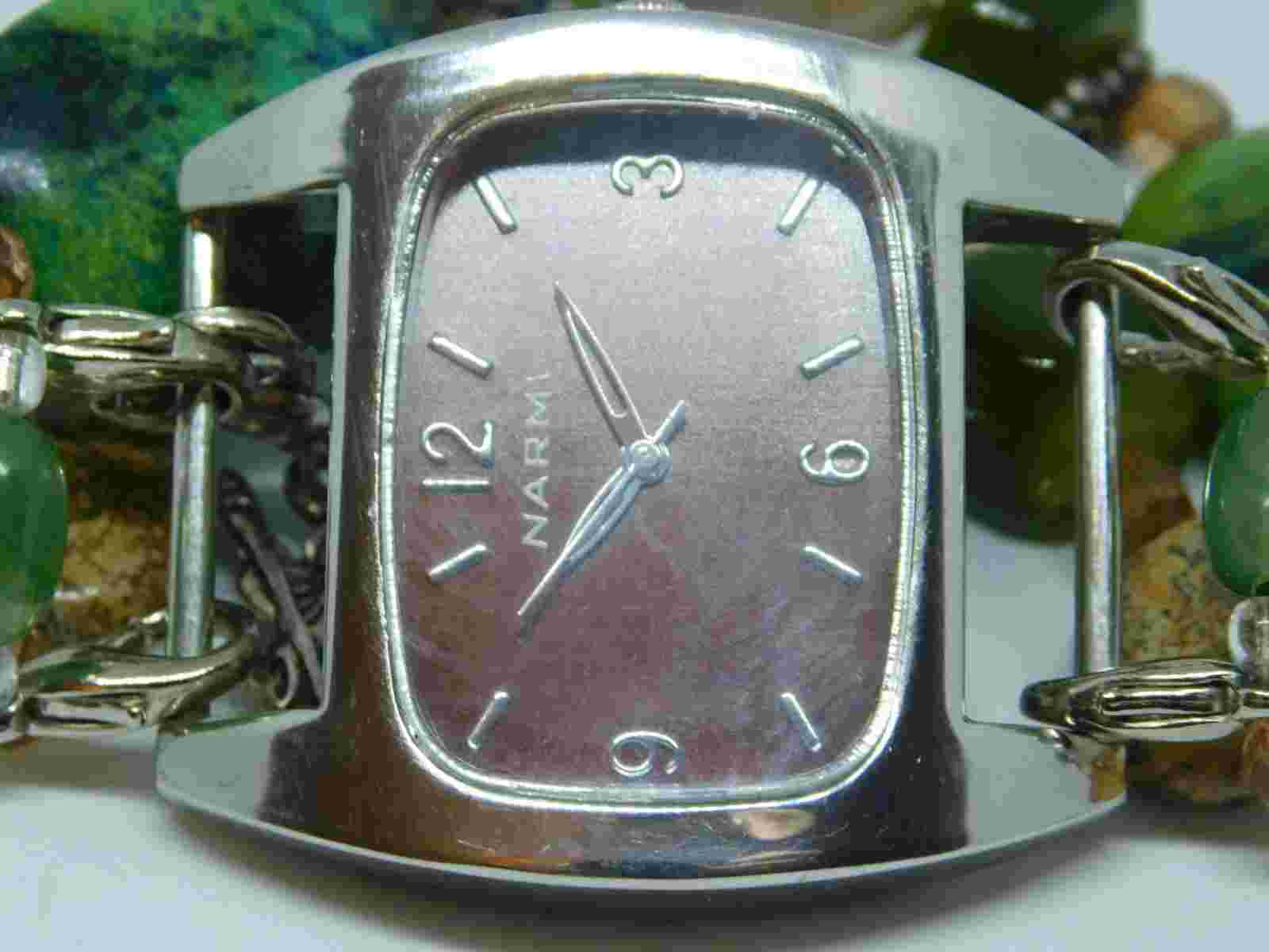 Massive Narmi 1086 Stones Bracelet Quartz Women's Watch Sz. 7" New Battery