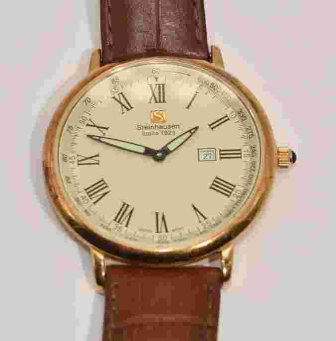 Steinhausen Gold-Tone Watch W/ Leather Strap (LWG 33850)