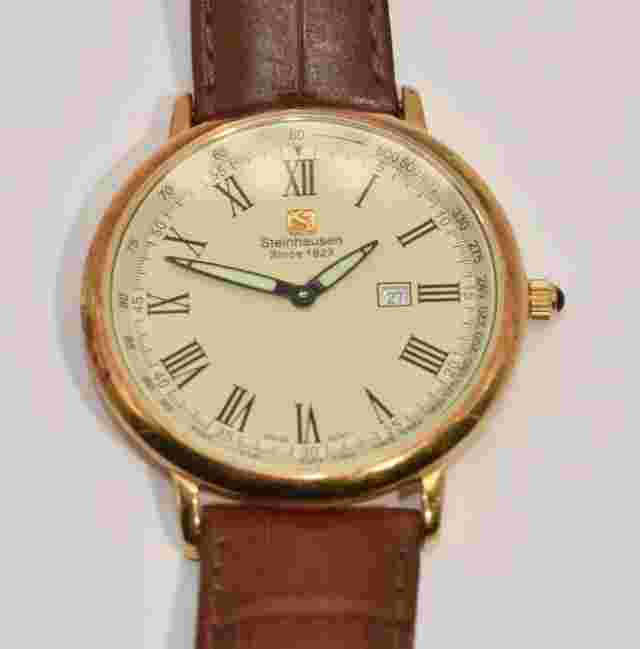 Steinhausen Gold-Tone Watch W/ Leather Strap (LWG 33850)