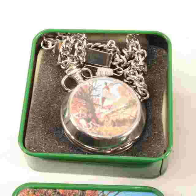 Remington Pocket Watch Duck with Chain & Belt Loop Clip and box - Quartz - DF514