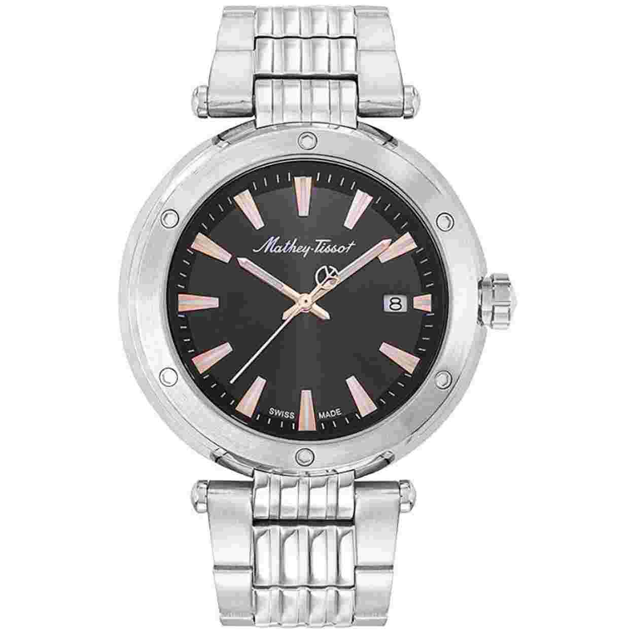 Mathey Tissot Mens Neptune Black Dial Stainless Steel Quartz Watch H912RRN