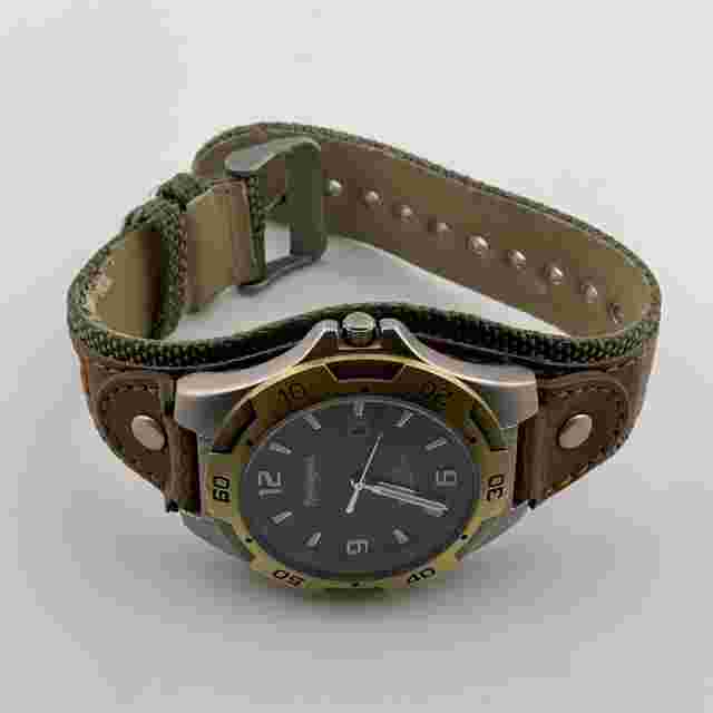 Remington Watch Mens Date 43mm Two Tone Case Nylon Bund Strap Quartz