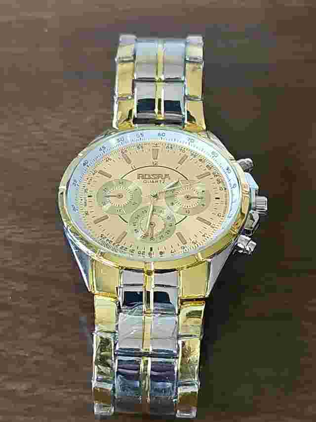 ROSRA Men's Watch No.36 Two Tone Band Gold Tone Dial Brand New Good Battery #40