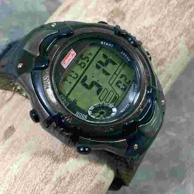 Coleman Camping Digital Watch Men Black Gray Water Resistant 42mm New Battery