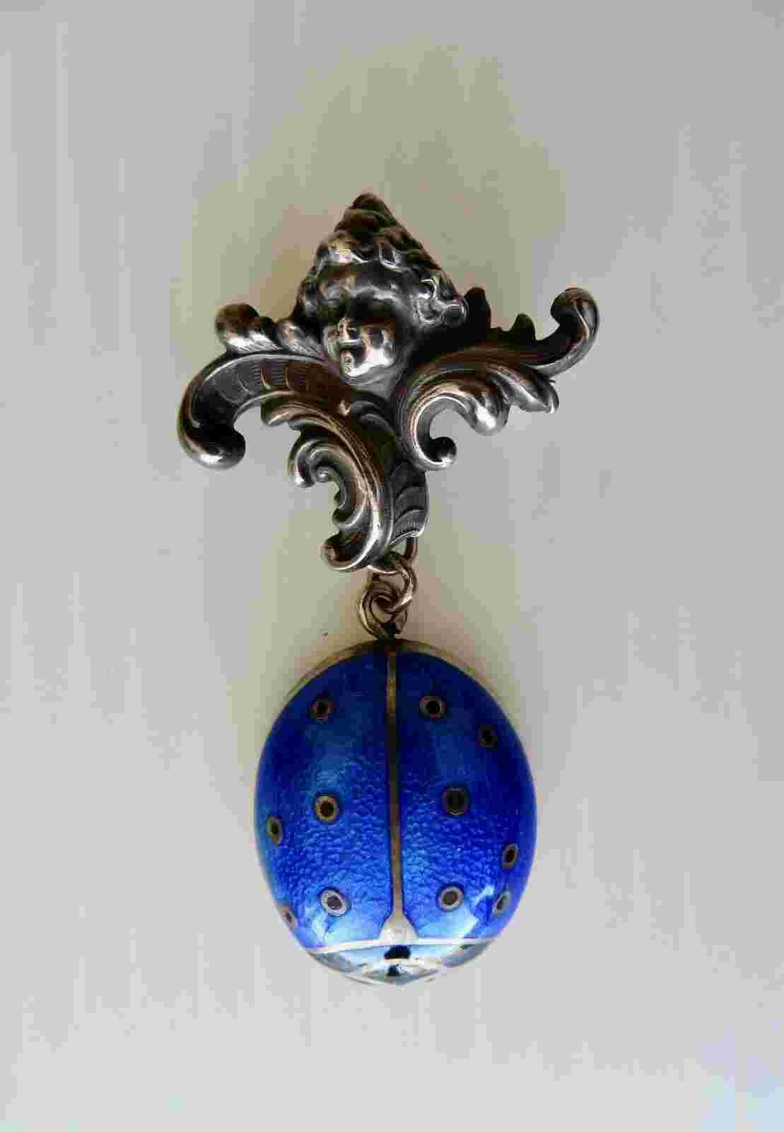 Antique Swiss MIMO Ladies Pocket Watch Watch Pin Vermeil Enamel 15 Jewels