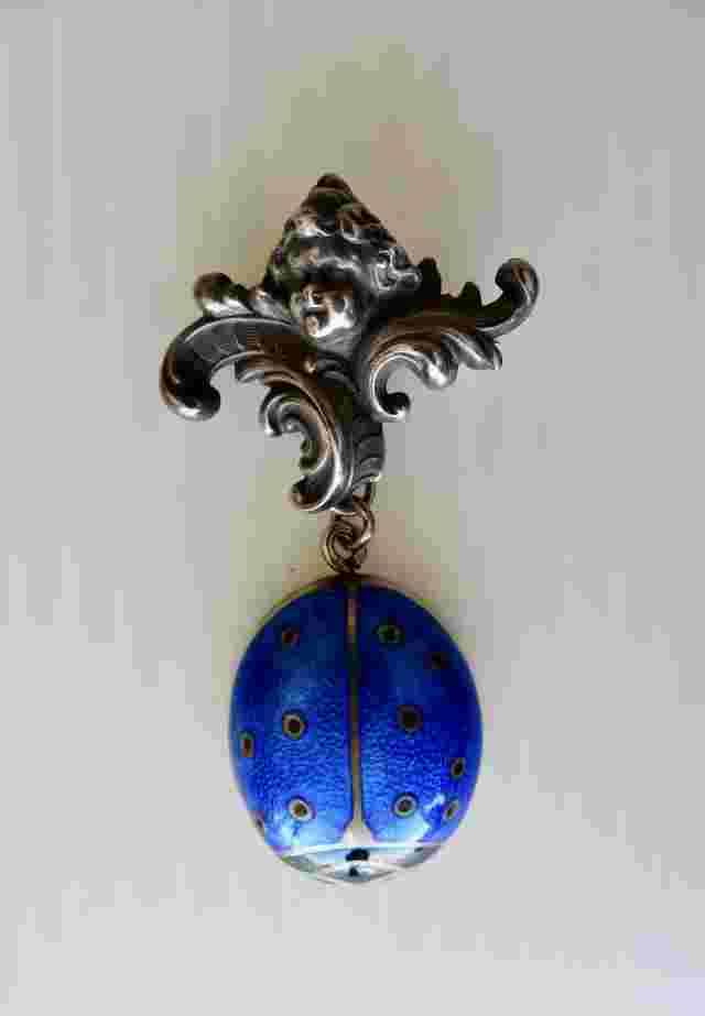 Antique Swiss MIMO Ladies Pocket Watch Watch Pin Vermeil Enamel 15 Jewels