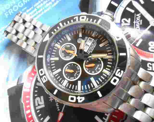 49mm S/S Men's Deep Blue Daynight 500M Automatic Diver's Swiss Chronograph Watch