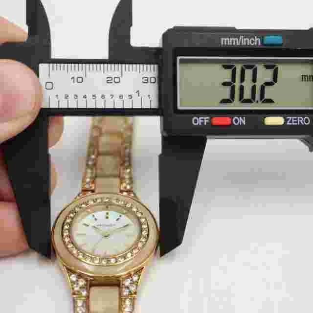 Vintage Monet Women Watch 35mm MOP Gold Tone Acrylic Bracelet New Battery 5.5"