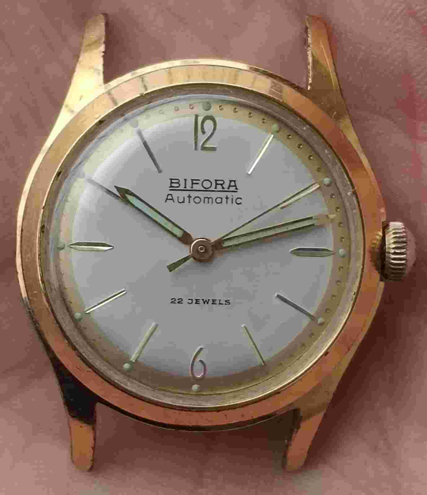 Vintage men's german Bifora automatic watch 22 jewels cal.111 two tone dial