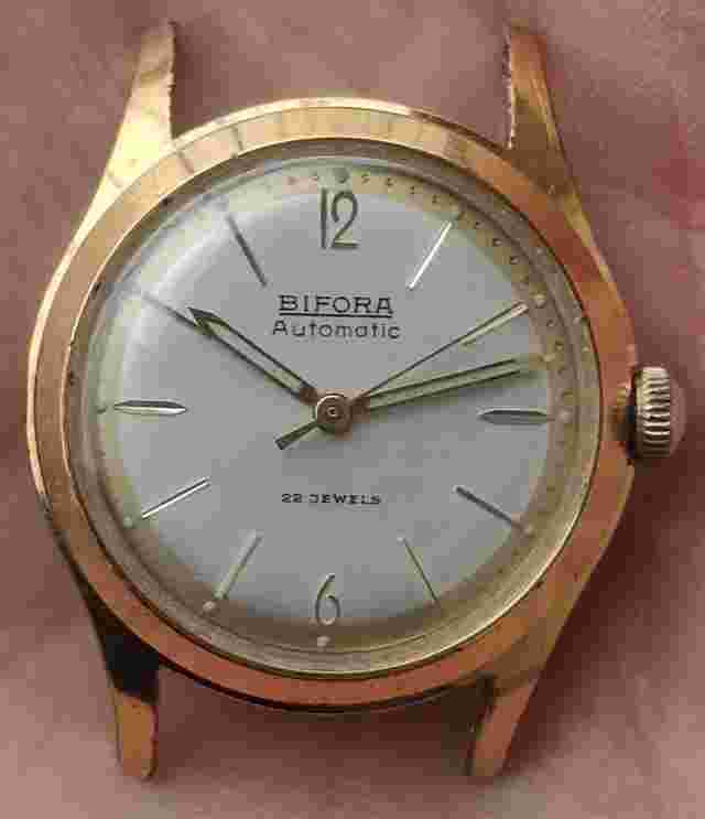 Vintage men's german Bifora automatic watch 22 jewels cal.111 two tone dial