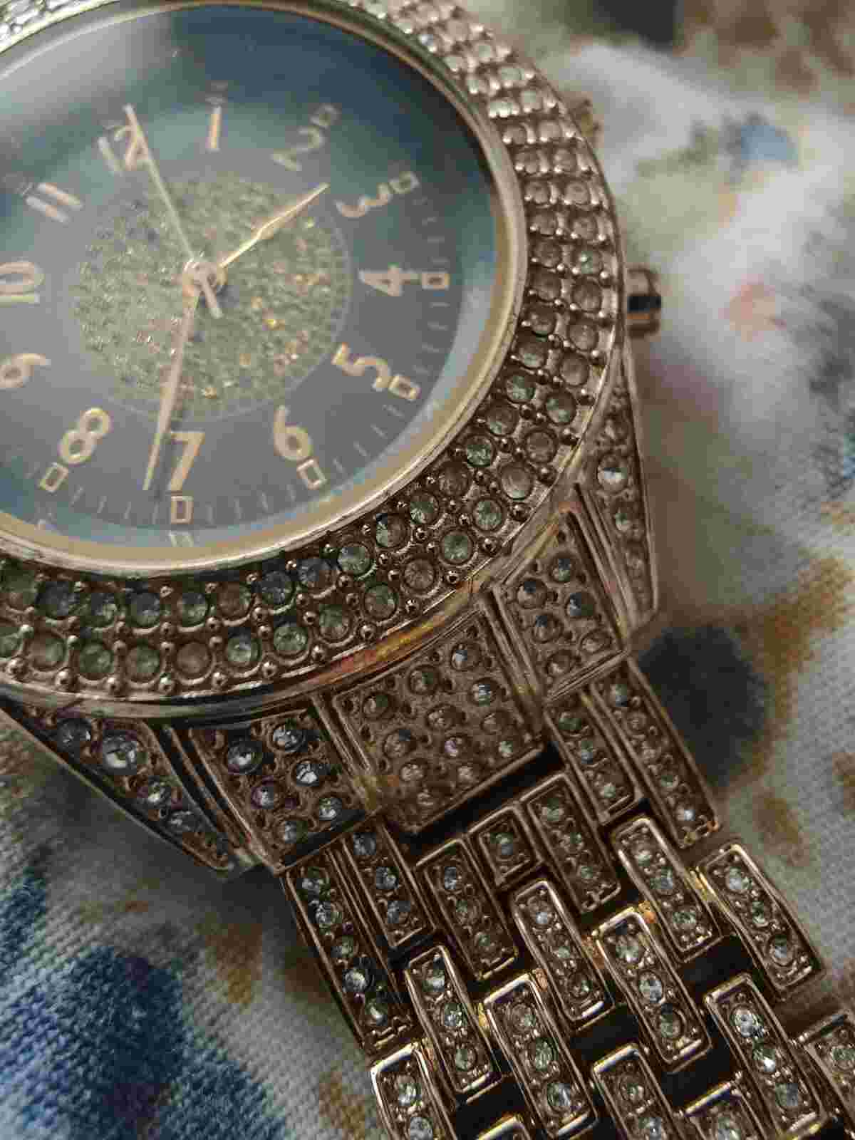 Limited edition Unisex Stainless Steel Diamanté encrusted gold watch