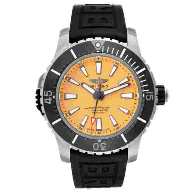Breitling Superocean Yellow Dial Titanium Mens Watch E17369 Unworn