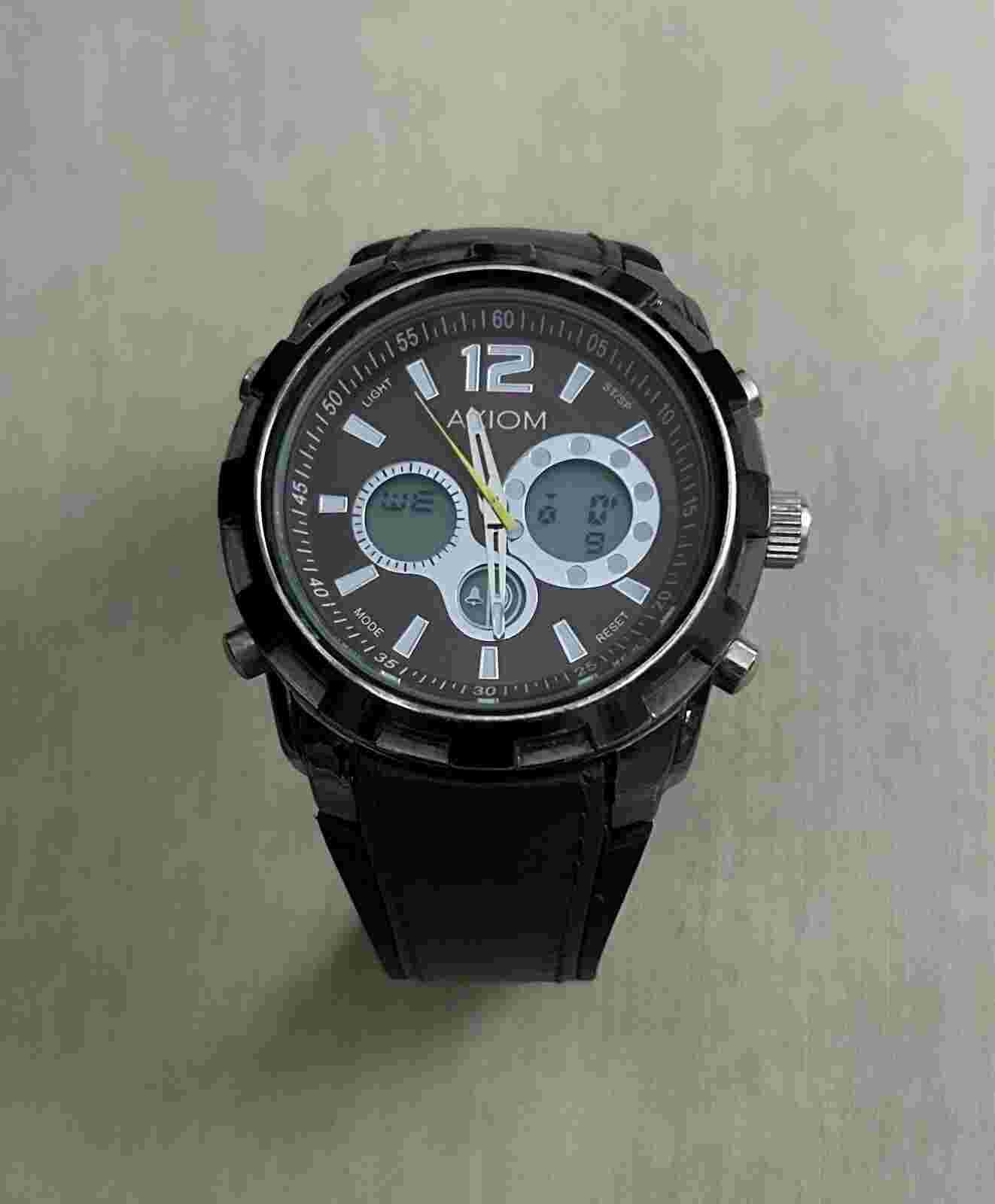 Axiom Men’s Chronograph Watch Brown Dial Leather Band 2 New Batteries