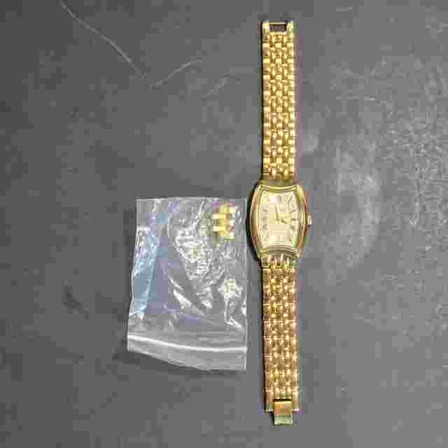 Steel By Design QVC Swiss Watch Women 25mm Gold Tone Dial New Battery 6.5" +Link