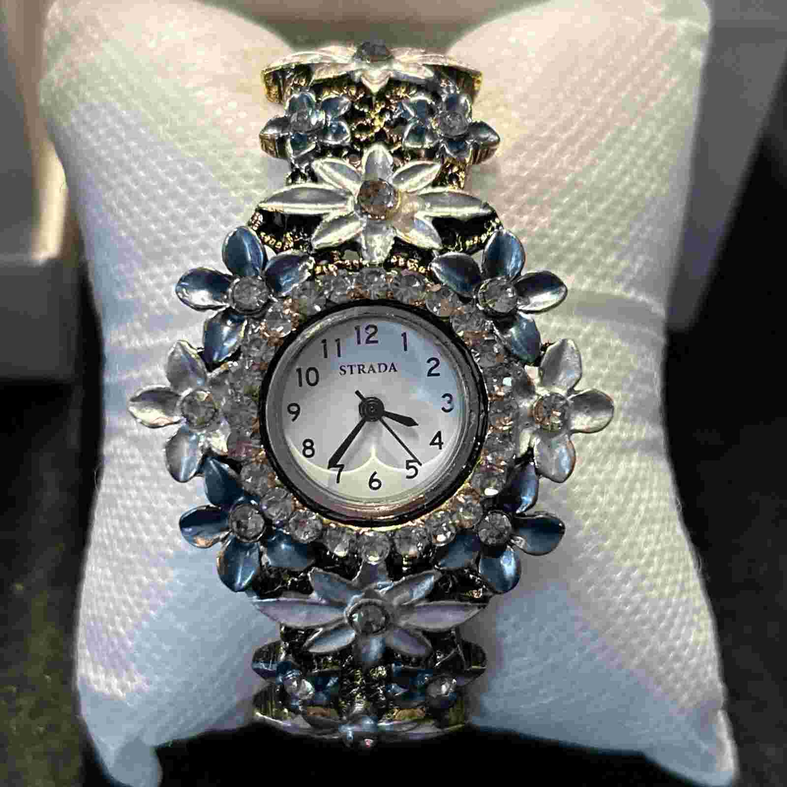 Strada Quartz Movemen Fashion Watch Floral On Pillow NIB Manual