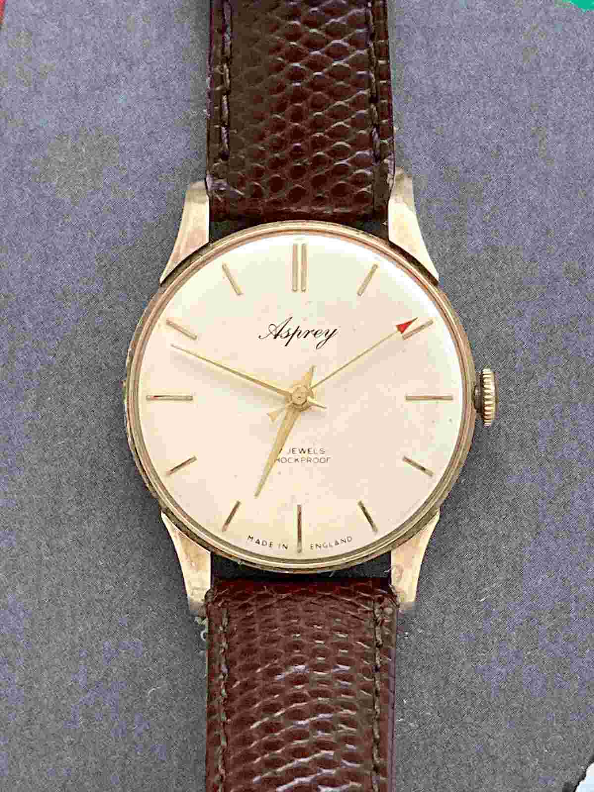Asprey 9 ct. Gold Fairey Aviation Presentation Wristwatch Smiths Made in England