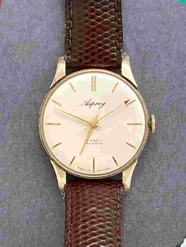 Asprey 9 ct. Gold Fairey Aviation Presentation Wristwatch Smiths Made in England