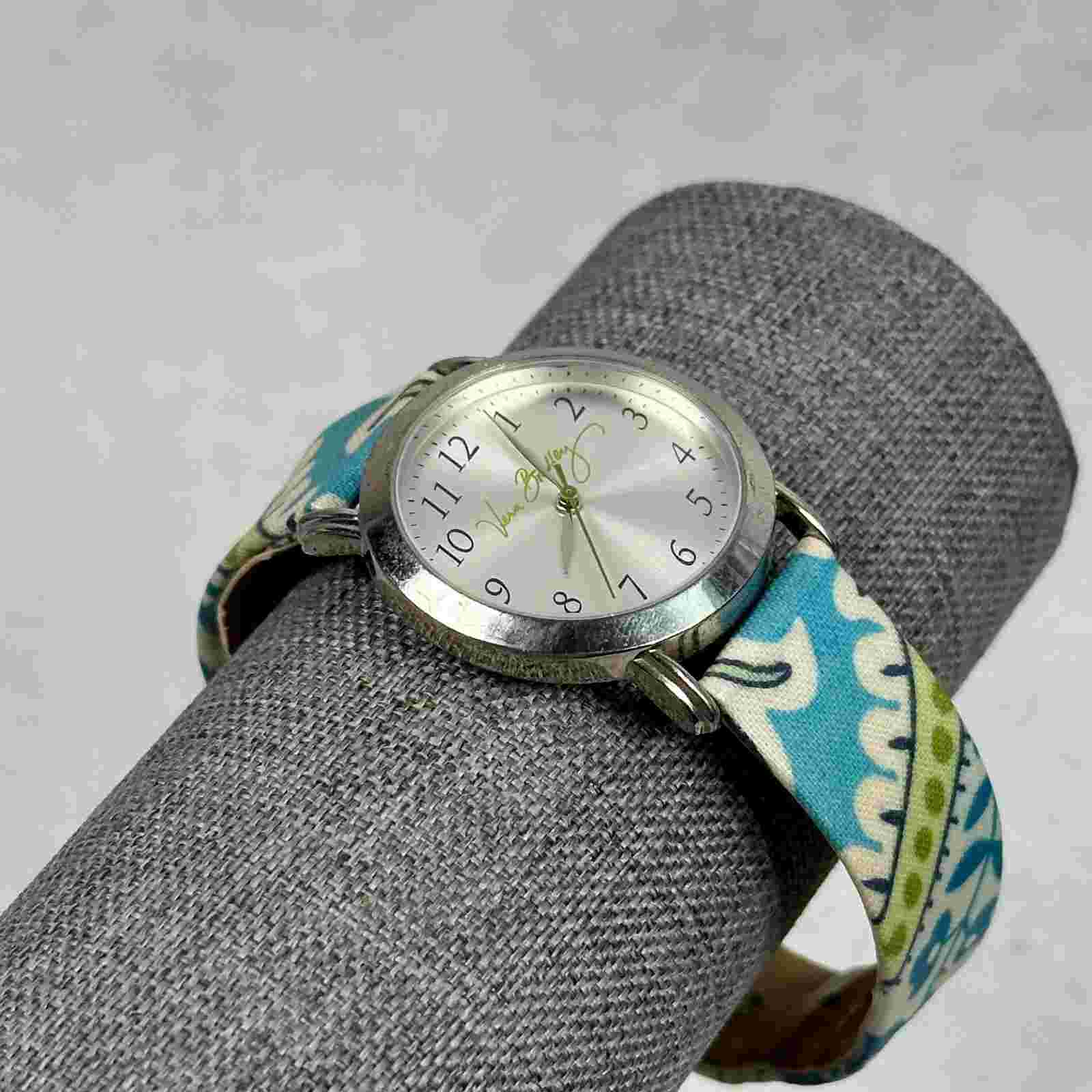 Vera Bradley Watch Womens 32mm Blue Floral Band Silver Tone New Battery