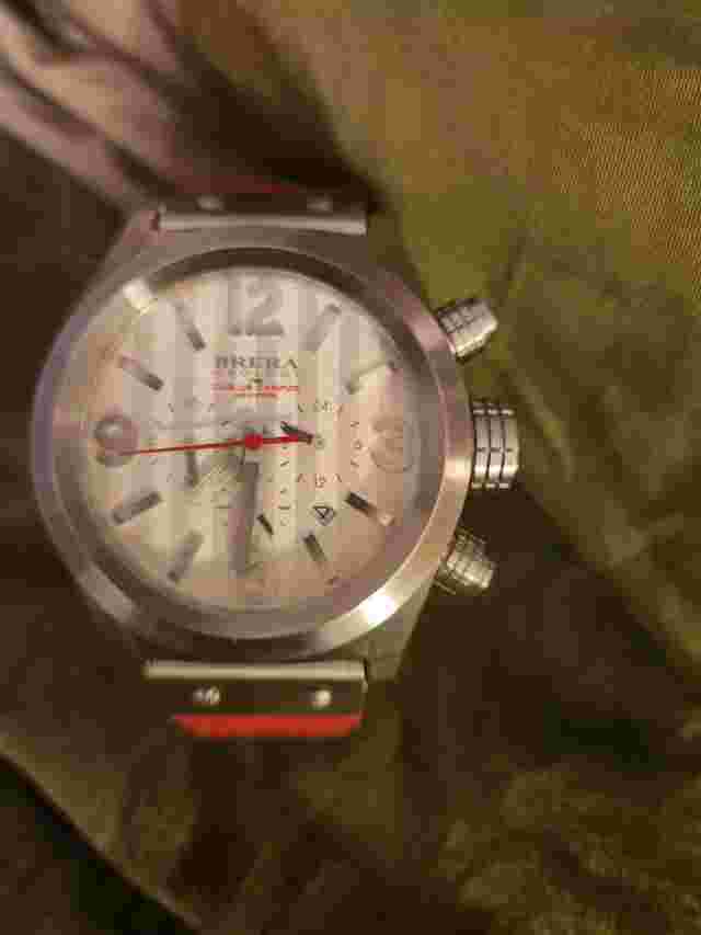 BRERA OROLOGI Bretc45 Silver Wristwatch Custom Red Band Carlos CAMPOS SPECIAL