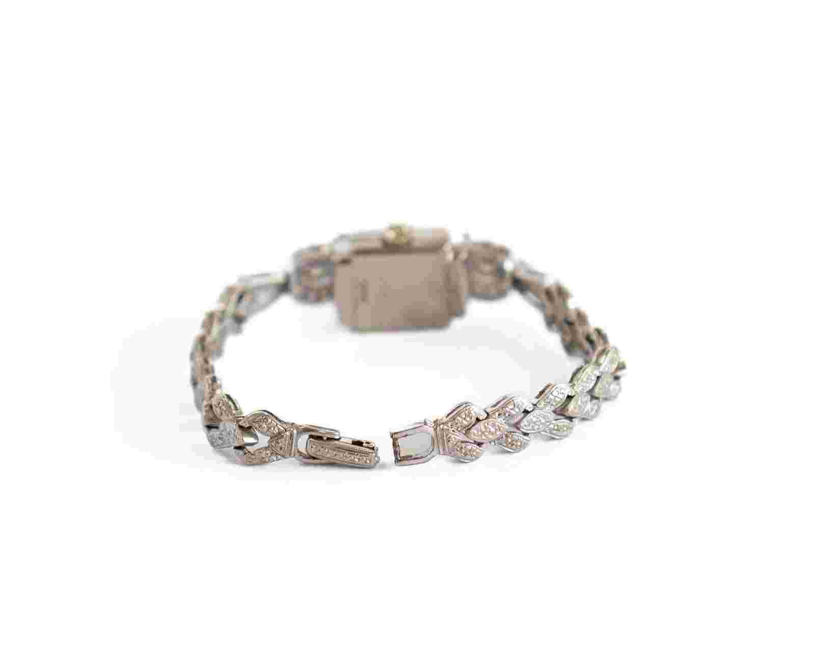 Ladys 14k White Gold Vintage Hamilton Diamond Watch