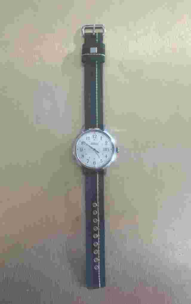 Brooks Brothers "346" Wristwatch w/ Green/Blue Fabric Strap Band