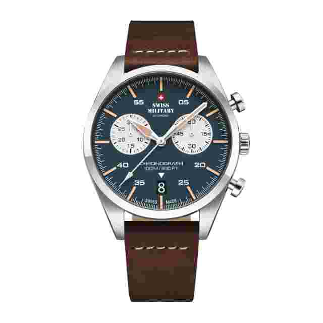 SWISS MILITARY SM34090.04 Vintage Chronograph Leather Strap Men's Watch