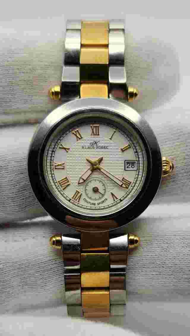 Klaus Kobec Couture Sports Ladies Two-Tone Quartz Watch w/ Date Indicator