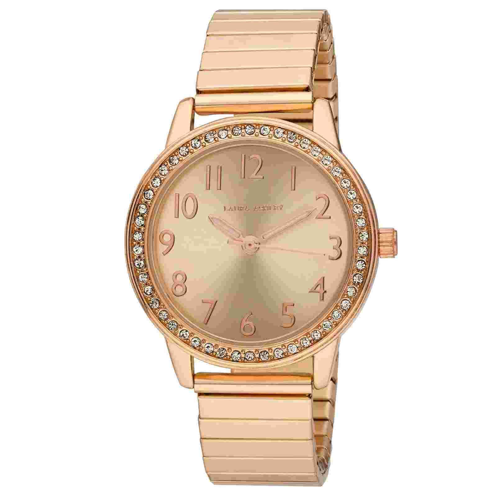 Laura Ashley 33mm Case Stone Bezel Stretch Expansion Watch