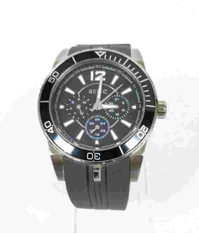 NEW RELIC SILVER TONE, GRAY SILICONE BAND,MULTI BLACK DIAL MEN'S WATCH ZR15609
