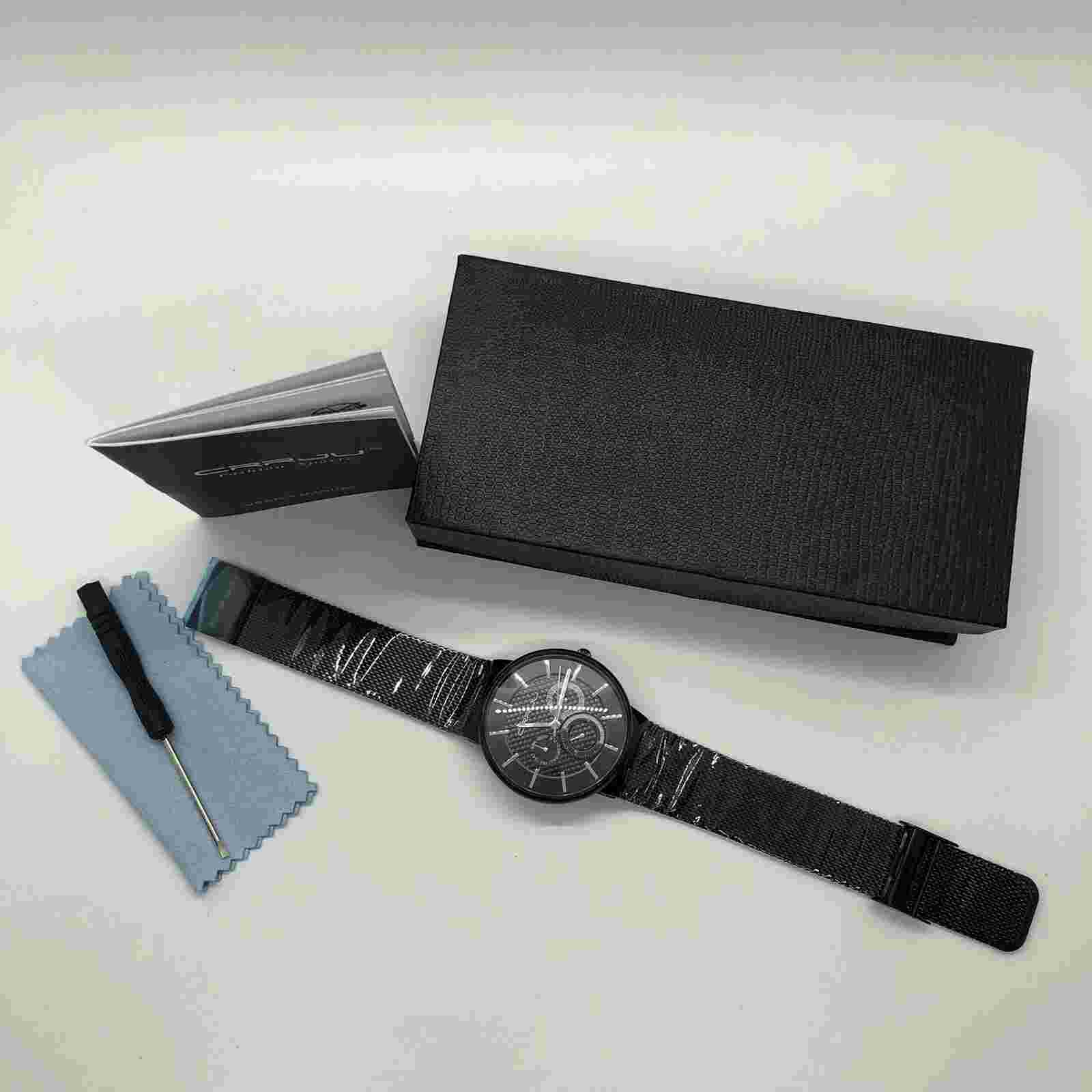 CRRJU 2153 Quartz Ultra-thin Modern Classic Watch Black Mesh Steel Wrist Band