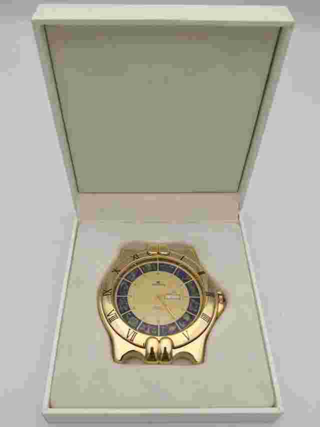 PRYNCEPS Watch Table Travel Quartz Swiss Movement Gold Plated NOS New Very Rare