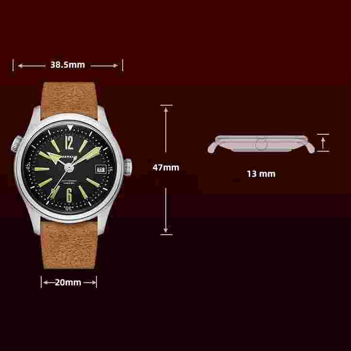 MERKUR Men Watch 38.5MM Pilot Manual Wind Mechanical Wristwatch Luminous Diver