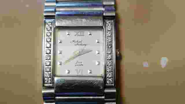Vintage Michael Anthony Stainless Steel Diamonds Quartz Ladies Watch