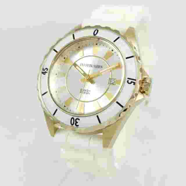 Dyrberg/Kern Gold White Silicone Rubber Band Quartz Women's Wrist Watch