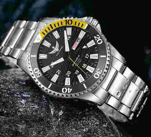 Yelang Men Solar Power Watch  Japan Mov't Quartz WR300M Military Date Day