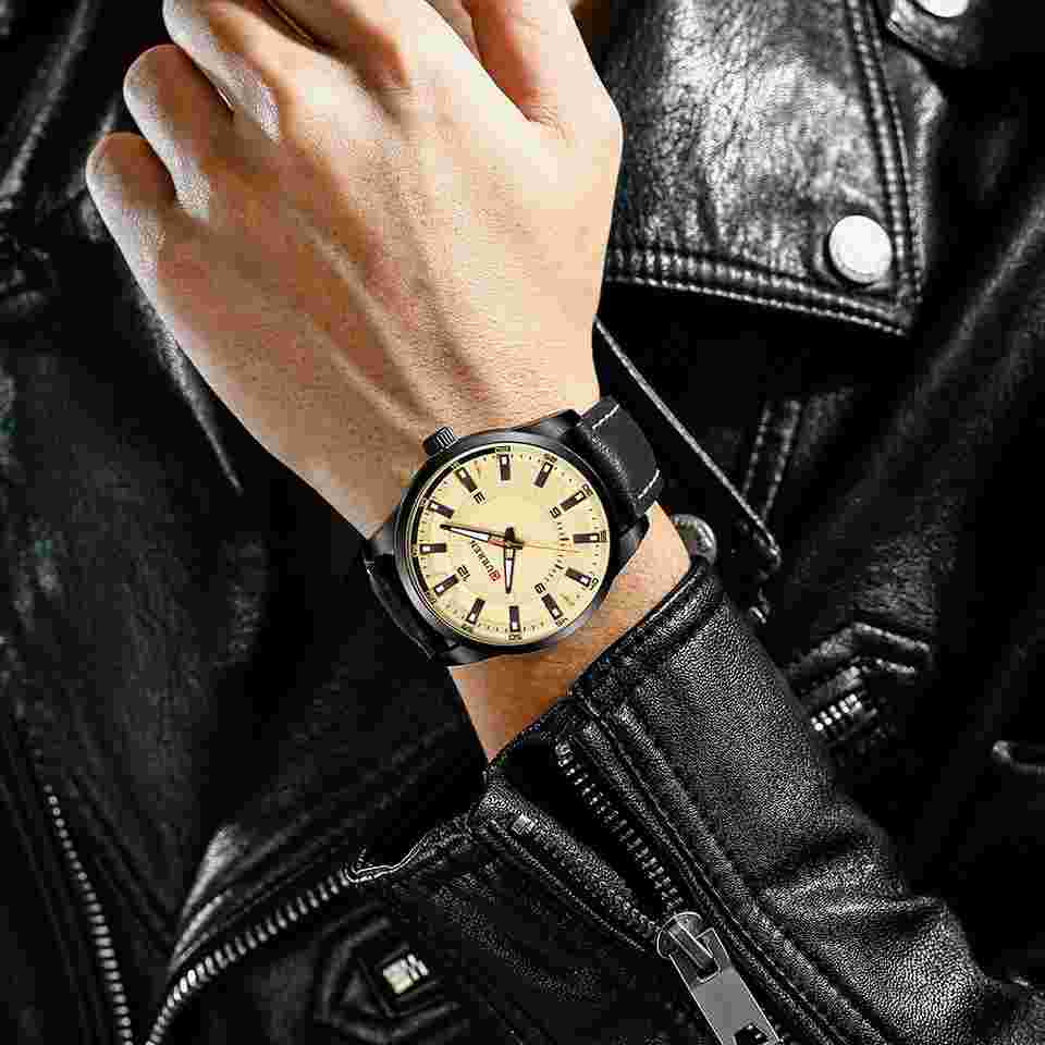 CURREN Men Watch Brown Leather Brand Quartz Wristwatch Business Male Watch
