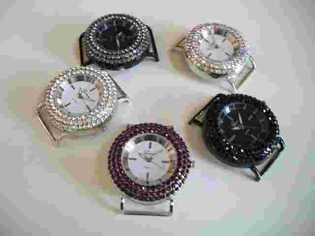 WOMEN'S CLEAR,PURPLE ETC RHINESTONE WATCH FACES FOR BEADING,RIBBON OR OTHER USE