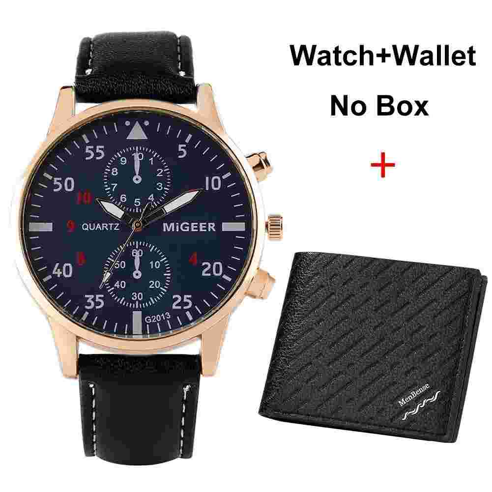 Set of Wrist Watches for Men Business Minimalist Quartz Watch and Wallet Gift...