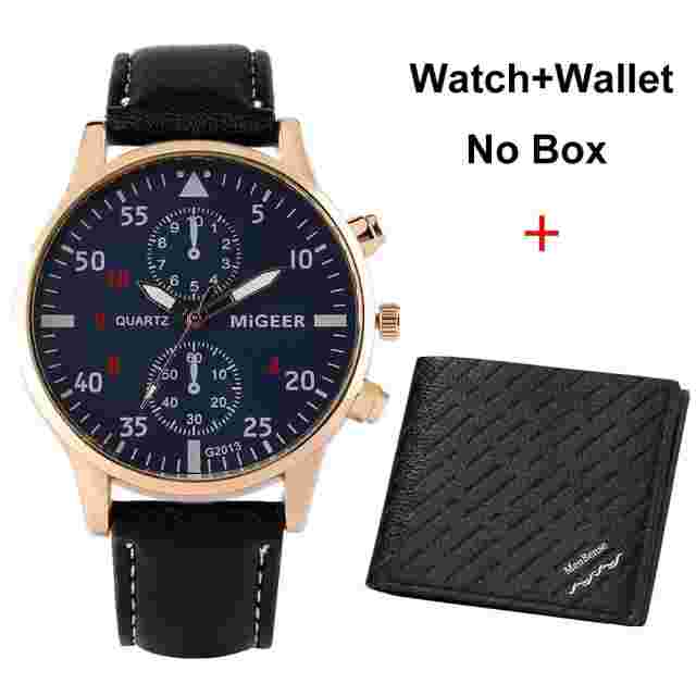 Set of Wrist Watches for Men Business Minimalist Quartz Watch and Wallet Gift...